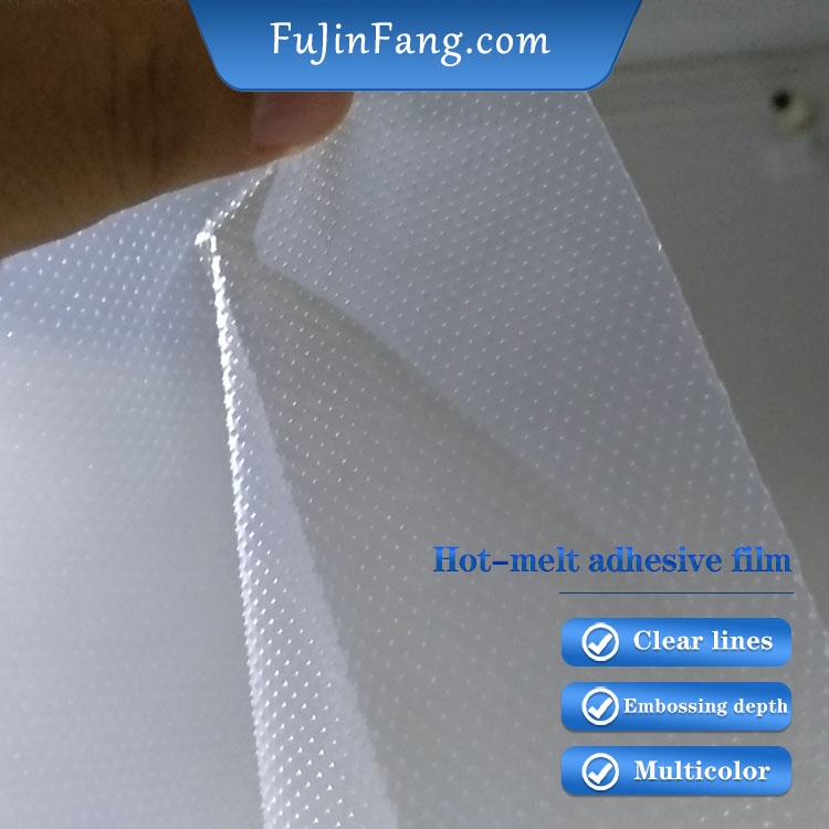 Embroidery specific hot melt film (hot melt adhesive) is widely used