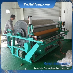 Embroidery factorys self use semi-automatic cloth embroidery edge hot melt film large roller ironing machine