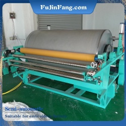 Embroidery factory self use semi-automatic embroidery tablecloth embroidery hot melt adhesive film large drum hot melt machine