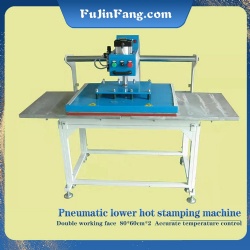 Embroidery factory self use 60 * 80cm * 2 bottom heating double plate pneumatic embroidery tablecloth hot melt adhesive small degumming machine