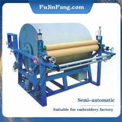 The hot film processing factory uses a fully automatic embroidery tablecloth embroidery hot melt adhesive film large drum machine