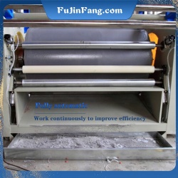 The hot glue processing factory uses a fully automatic cloth embroidery tablecloth embroidery hot melt glue large drum melting machine